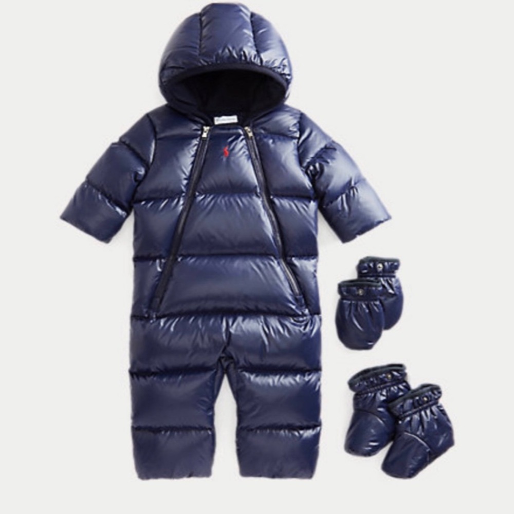 NWT Ralph Lauren Baby Boy Water-Repellent Bunting Removeable mittens and booties